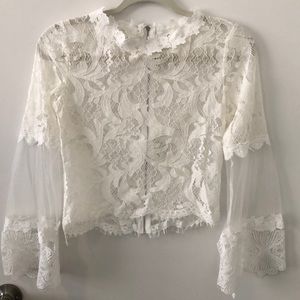 Sheer white lace blouse